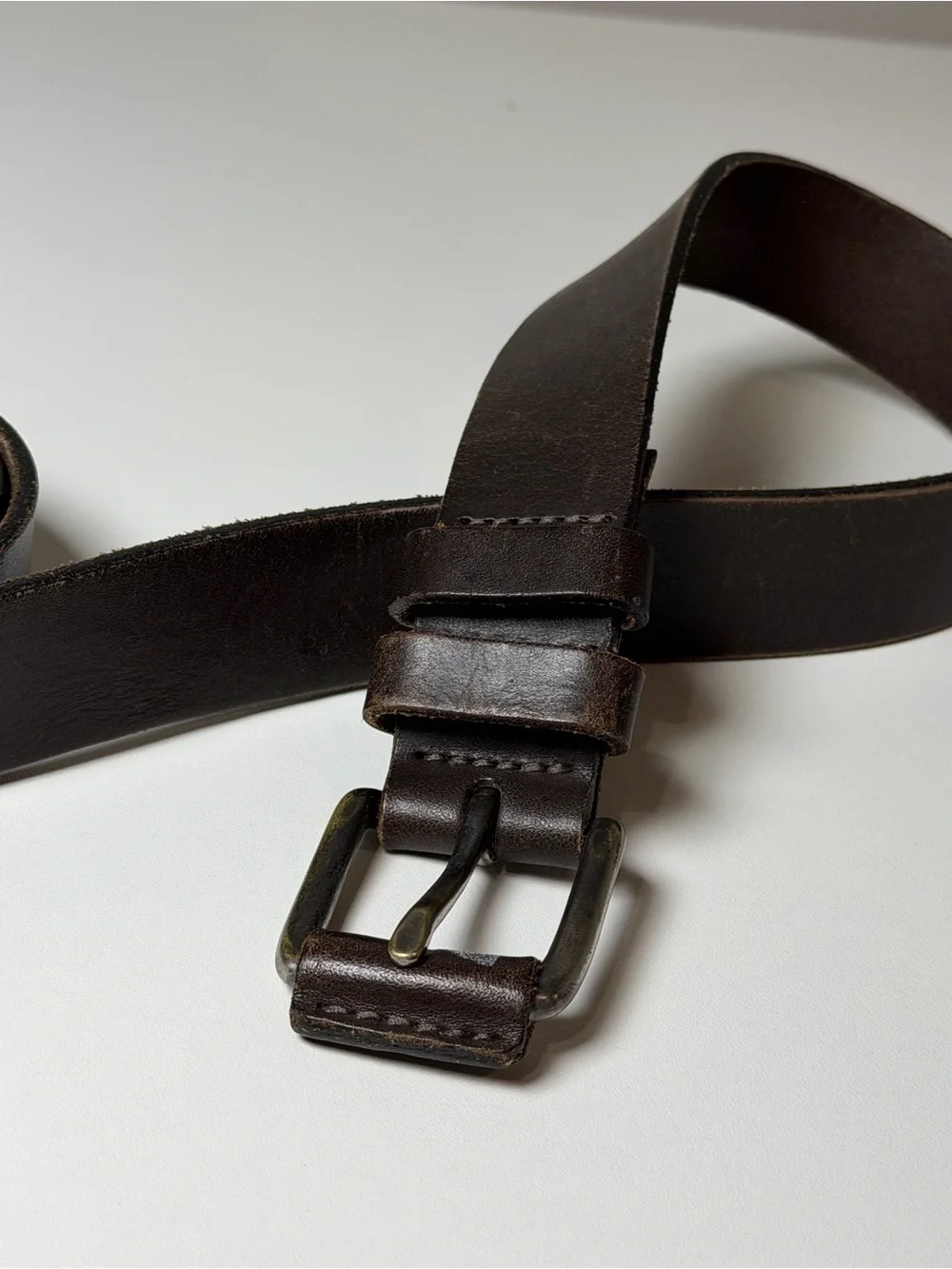 RICHARDS Fine Attire Genuine Leather Made in USA Brown Belt Antique Metal Buckle